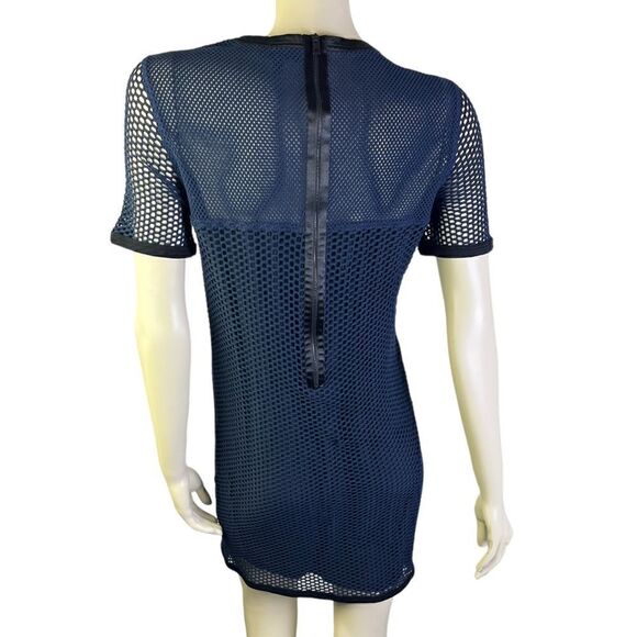 NWOT Navy Rag & Bone S/S Mesh Panel Sheath Knee Length Lined & Trimmed in Silk M - Picture 3 of 9